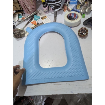 Picture of Waterproof EVA Foam Toilet Seat Cover Padded Cushion with Hygienic Lifter Handle for Universal Bathroom Toilets-Multicolor