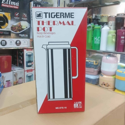 Picture of Tigrme 1.6L Flask - Double Wall Insulation, Glass Refill for Purer Taste, Leak-Proof, Portable, Eco-Friendly, Stylish Design, Keeps Drinks Hot or Cold for 12–24 Hours, Durable Plastic Handle-Multicolor