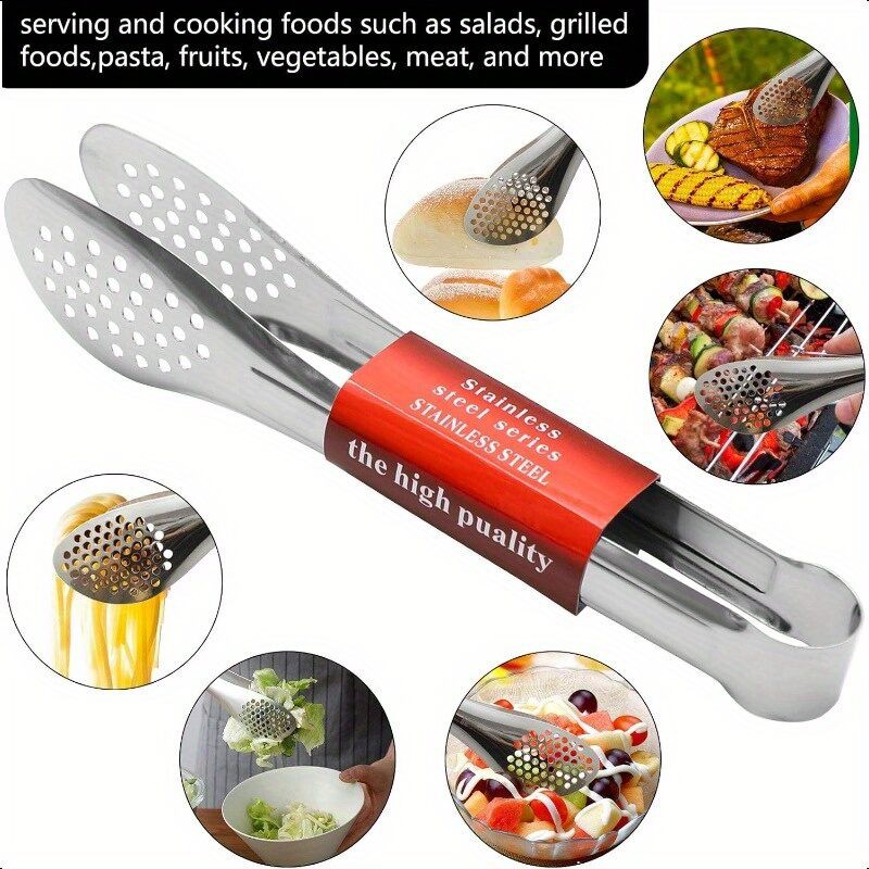 Picture of Premium Stainless Steel Multi-Purpose Serving Tongs with Drainage Holes-Silver