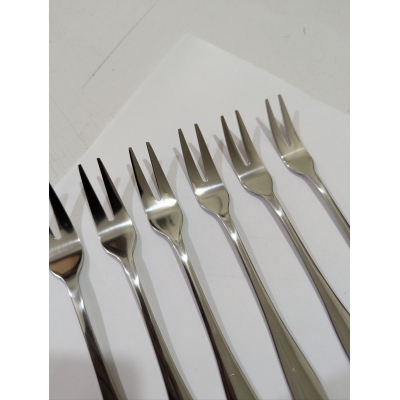 Picture of Premium Stainless Steel Two Prong Fruit Dessert Forks Set - Elegant Bistro Cocktail Appetizer Tasting Cutlery For Home Party Catering-Silver