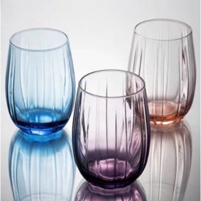 Picture of 380ML Purple Glass Cup Set - Dishwasher Safe, Lightweight Soda Lime Glass, Classic Round Shape, 6 Pcs, Ideal for Daily Use, Elegant and Durable Drinkware for Home or Office.-Multicolor