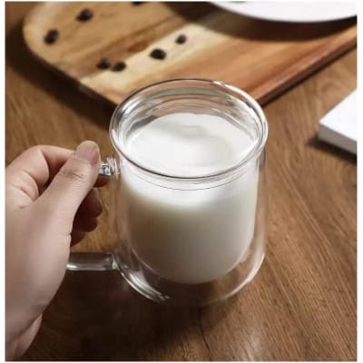 Picture of 1 pcs large size Double Glass Nescave Mug - Double Tier Mug for Nescave and Various Beverages-White
