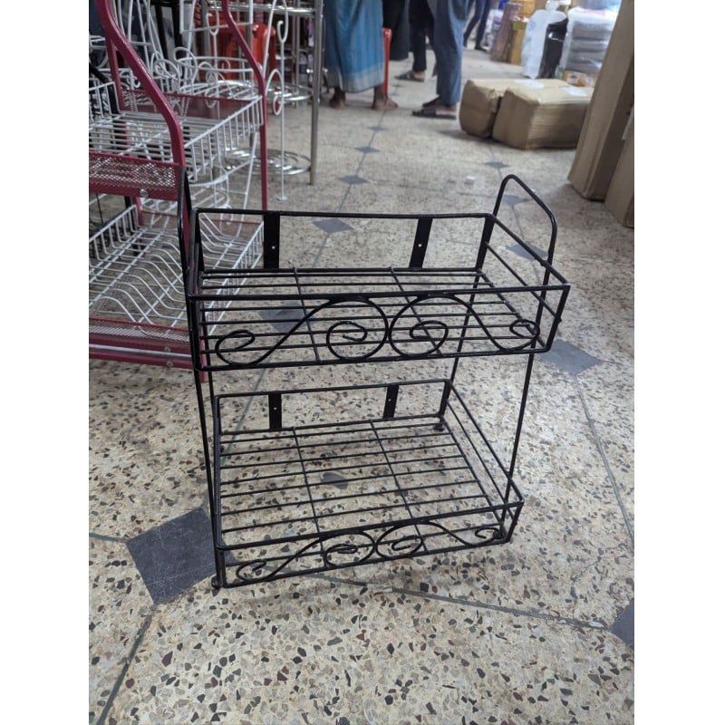 Picture of Premium Black Iron 2-Tier Kitchen Spice Rack and Organizer Shelf for Countertops and Cabinets Designed to Hold Glass Spice Jars Herb Bottles and Small Kitchen Accessories for Maximum Storage Efficiency Now.-Black