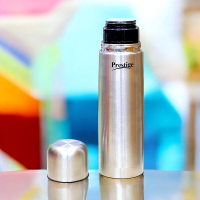 Picture of 1 pcs Prestige Thermopro Flask - 500ml Stainless Steel Insulated Bottle, Keeps Beverages Hot or Cold, Sleek Silver Design-Silver