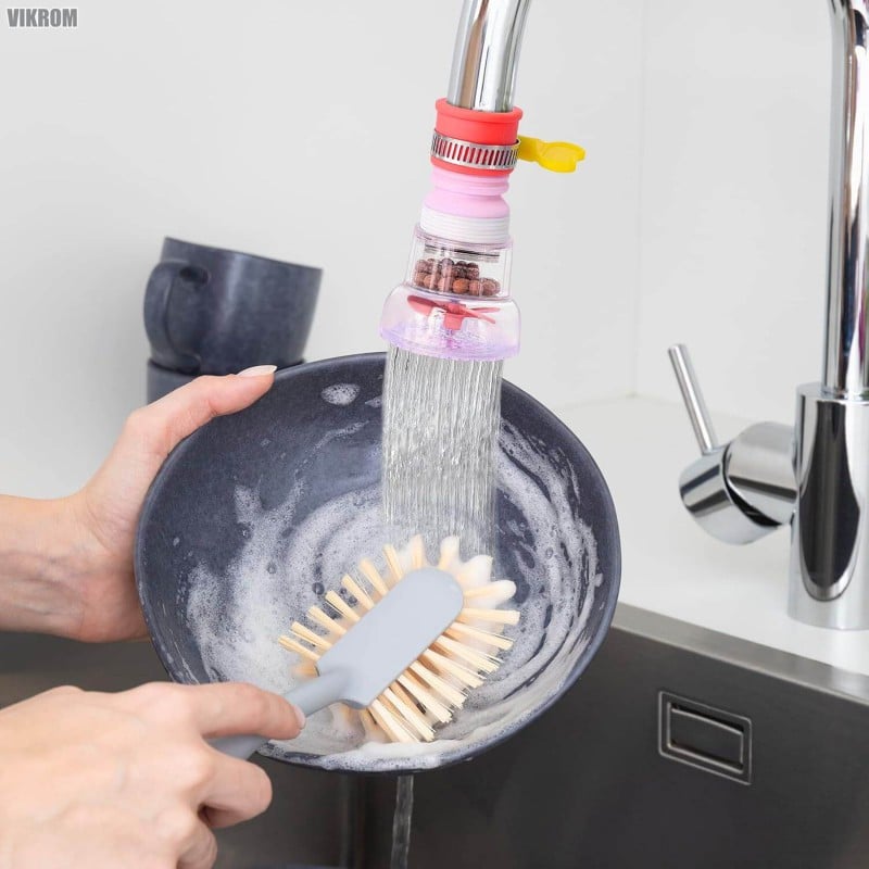 Picture of Water Filter Faucet Bathroom Sink - 3Pcs Water Filter for Sink Bathroom Faucet Extender Kitchen Sink Water Filter - 360° Adjustable Shower Head Filter Shower Faucet Handle for Kitchen Accessories-Multicolor