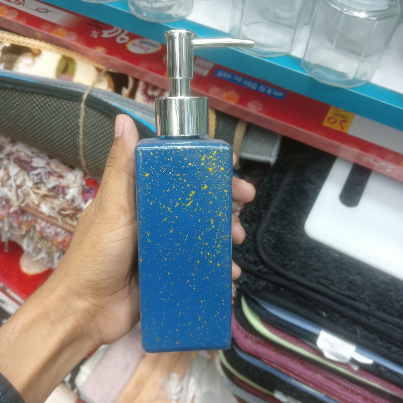Picture of 320ml Glass Soap Dispenser Solid Color Liquid Soap Dispensers For Bathroom Kitchen Lotion Storage Bottle Refillable Empty Bottle blue-Blue