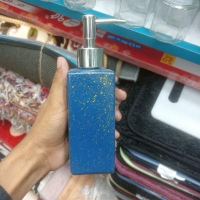 Picture of 320ml Glass Soap Dispenser Solid Color Liquid Soap Dispensers For Bathroom Kitchen Lotion Storage Bottle Refillable Empty Bottle blue-Blue