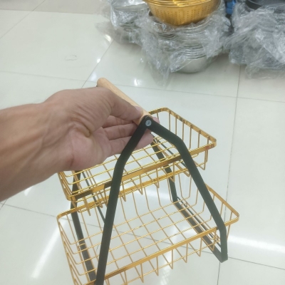 Picture of 1 pcs 2-Tier Countertop Fruit Basket Storage, Vegetable Rack Bread Display Stand for Kitchen-Multicolor