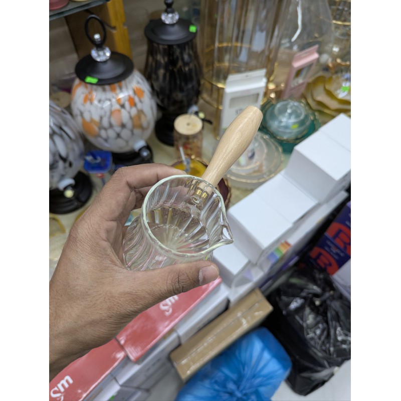 Picture of Luxury Heat Resistant Borosilicate Glass Turkish Coffee Pot with Premium Bamboo Handle for Stovetop Brewing Perfect for Making Authentic Greek Arabic Coffee at Home Every Day with Style.-Multicolor