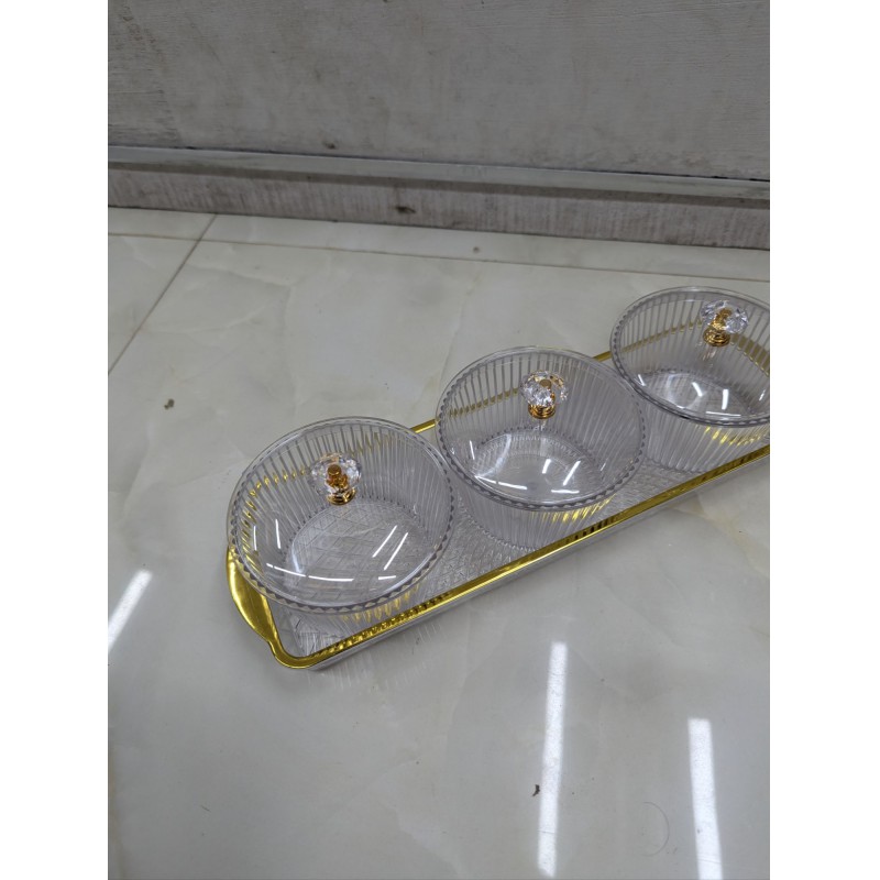 Picture of Multifunctional Dessert, Nut, and Candy Dish Set on Serving Platter round shape-Multicolor