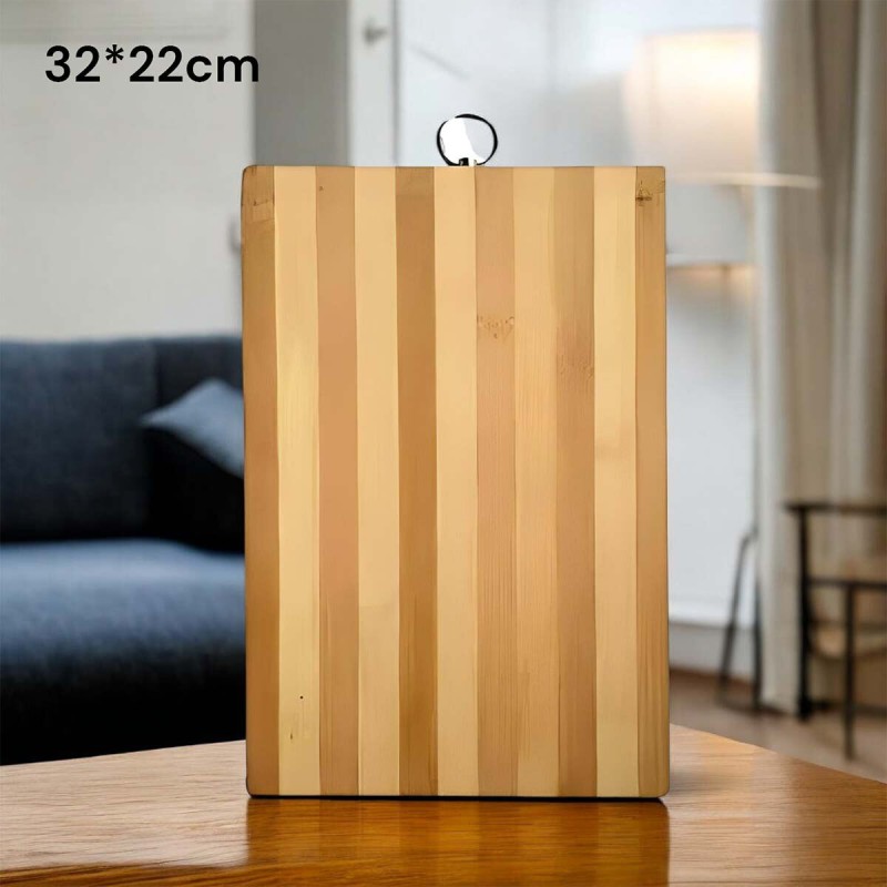 Picture of "Bamboo Cutting Board - 32x22x1.8cm Rectangle, Strong and Durable, Ideal for Kitchen Needs, Includes Hook for Simple Storage, Brown Color"-Brown