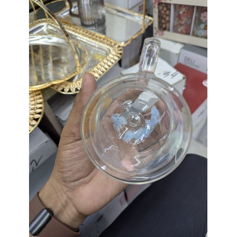 Picture of Premium High Borosilicate Double Wall Glass Coffee Mug with Beautiful Floating Colorful Feathers Design 350ml Heat Resistant Tea Cup for Hot and Cold Beverages Perfect for Gifting and Daily Home Use.-Multicolor