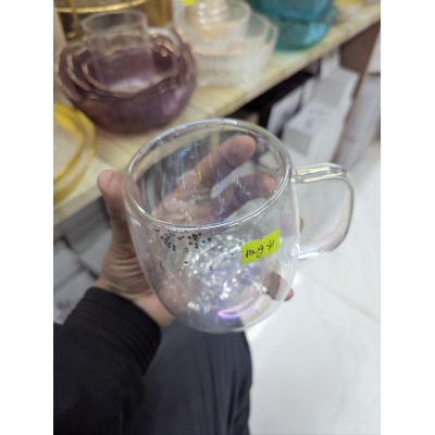 Picture of Double Wall Insulated Borosilicate Glass Mug for Hot and Cold Beverages with Handle, Heat-Resistant Clear Tea and Coffee Cup, Keeps Drinks Warm & Exterior Cool to Touch-Multicolor