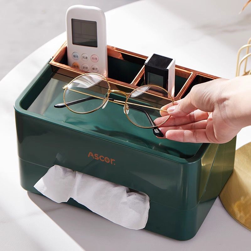Picture of Ascor Multi-Functional Tissue Box Organizer with Remote Control and Phone Stand Holder-Multicolor