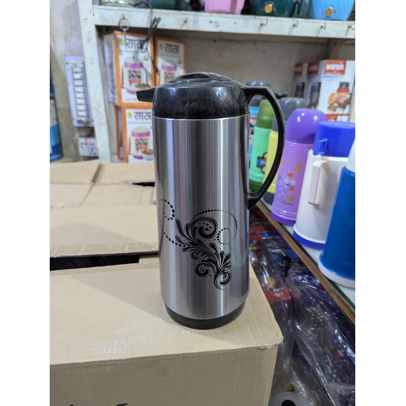 Picture of Premium 1.8L Silver Stainless Steel Vacuum Flask Featuring a High Quality Glass Refill Inner Liner for Superior Thermal Insulation Keeping Your Coffee and Tea Hot for Many Hours During Daily Use.-silver