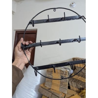 Picture of Wall-Mounted Circular Metal Coffee Mug Rack, Black-Black
