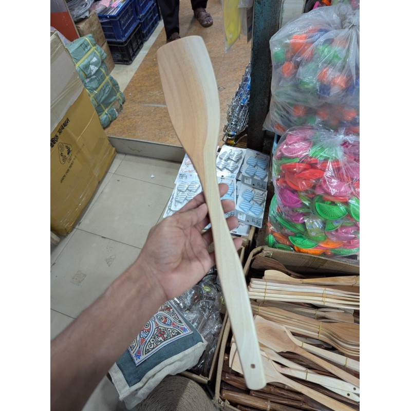 Picture of Natural Beechwood Turner Spatula, Heat-Resistant Non-Stick Safe Wooden Cooking Spoon for Sautéing, Stir-Frying, and Flipping, Durable Eco-Friendly Handcrafted Kitchen Utensil with Ergonomic Handle and Hanging Hole for Easy Storage.-Multicolor