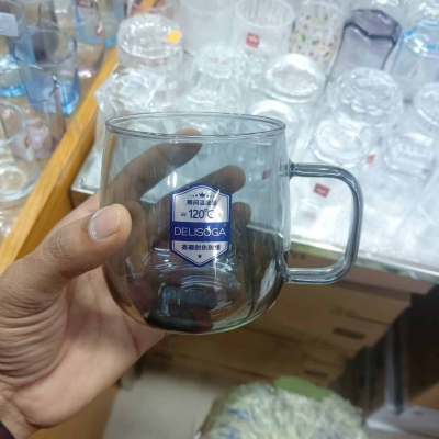 Picture of Pack of 6 Black Borosilicate Glass Mugs - 520ml, Microwave Safe, Scratch Resistant, Lightweight, No Lid, Round Shape, Perfect for Tea, Coffee, Milk, and Hot or Cold Beverages, GPB27HS.-Black