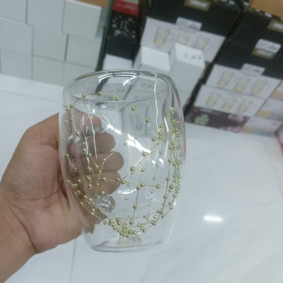 Picture of 1PC Multifuntional Glass Cups Double Layer Glasses 350ML Cups With Handle For Coffee And Iced Drink-Multicolor