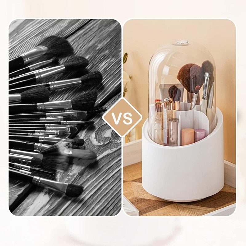 Picture of 360-Degree Rotating Makeup Brush Holder with Dustproof Lid-Multicolor