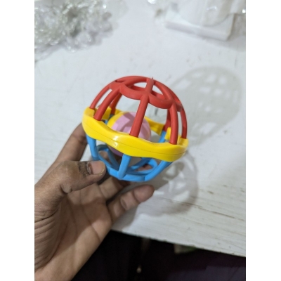 Picture of Premium Baby Plastic Soothing Rattle Toy, Soft Silicone Bendy Ball with Gentle Jingle Sound, BPA-Free Early Education Puzzle Hand Ball for Newborns and Infants 0-3-6 Months, Stimulates Sensory and Motor Skills Development.-Multicolor