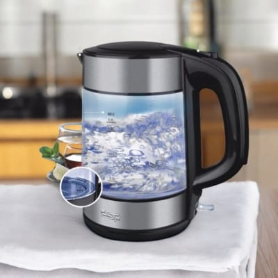 Picture of Electric Glass Kettle Teapot – 1.8L, 1850-2200W, 220V, 50Hz, Blue LED Light, Durable Glass Body, Automatic Power-Off, Large Capacity Water Boiler for Kitchen Appliances, Available in Multiple Colors (1 Pc)-Multicolor