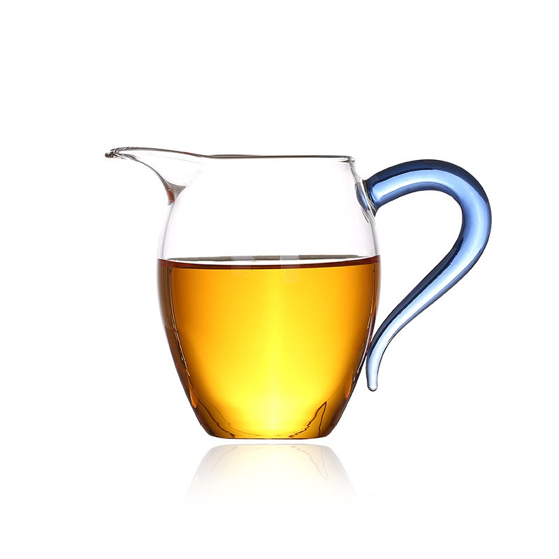 Picture of 1pcs Glass Tea Pitcher, Chinese Tea Set Accessory, Chahai, Teacup, Latte Art, Coffee Milk Frothing Cup, Clear, Friendly to Beginners 400 ml-Multicolor