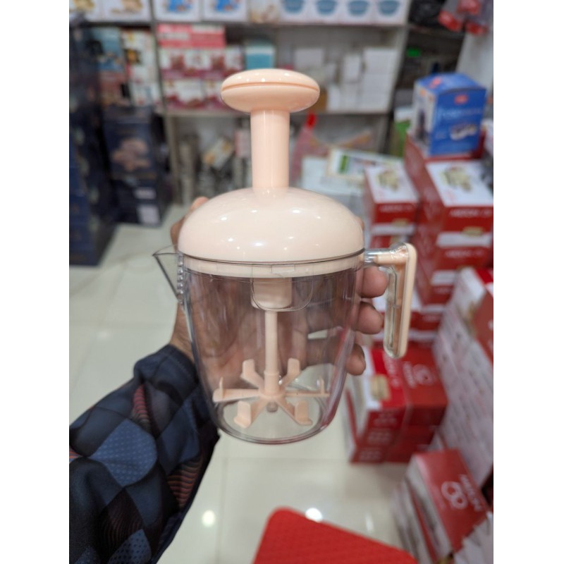 Picture of Multipurpose Manual Egg Beater and Hand Push Whisk Mixer with Measurement Cup, Semi-Automatic Cream Whipper, Milk Frother, and Portable Batter Blender for Efficient Kitchen Cooking, Baking, and Effortless Meal Preparation Gadget.-Multicolor
