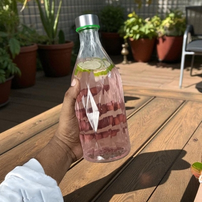 Picture of 1000ML Diamond Design Clear Glass Bottle – Reusable, Durable, Elegant for Water & Milk, Ideal for Daily Hydration, Home & Office Use.-Multicolor