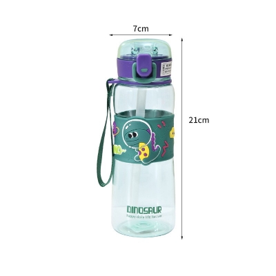 Picture of Kids Straw Water Cup 600ml Summer Cartoon Cute Student Bottle Plastic Leakproof BPA Free Household Drinkware Portable for Boys Girls School Office Outdoor Travel-Multicolor