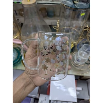 Picture of Premium Floral Borosilicate Glass Coffee Mug with Good Afternoon Print, Heat Resistant Tea Cup for Home and Office Use, Durable and Lightweight Glassware for Hot or Cold Drinks, Perfect Gift Idea.-Multicolor