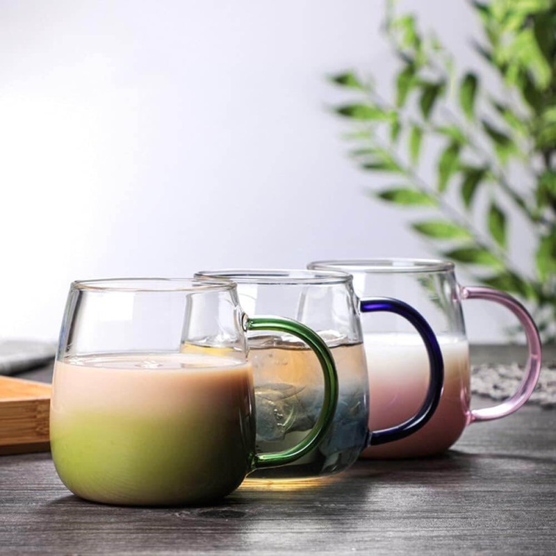 Picture of Pack of 2 Borosilicate Glass Mugs - 520ml, Microwave Safe, Scratch Resistant, Lightweight, Multicolor, No Lid, Round Shape, Ideal for Tea, Coffee, Hot & Cold Drinks, GPB27-ML Set.-Multicolor