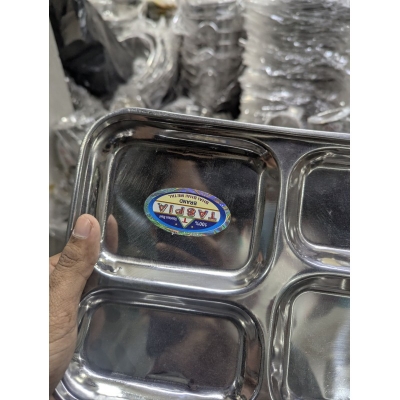 Picture of TASPIA Bhai Bhai Metal Stainless Steel Compartment Plate-Silver