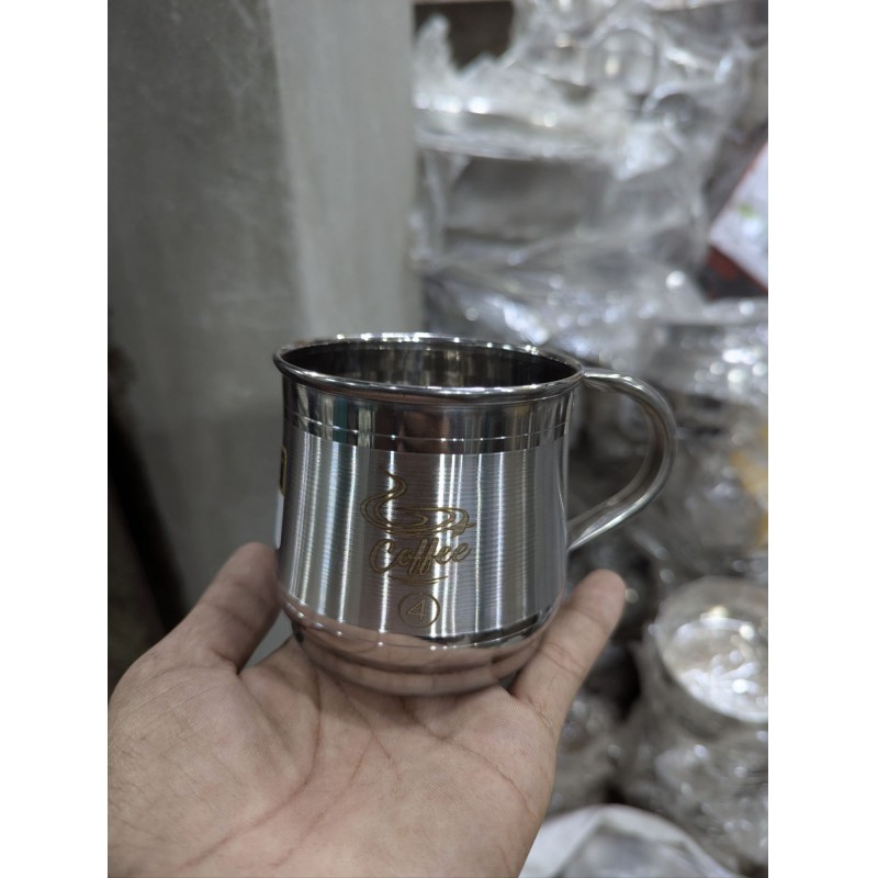 Picture of Premium Single Wall Stainless Steel Coffee Mug 350ml Capacity Large Tea Cup Single Piece Mirror Finish High Quality Durable Rust Proof Silver Finish Ideal for Home Office Kitchen Use Stylish-Silver