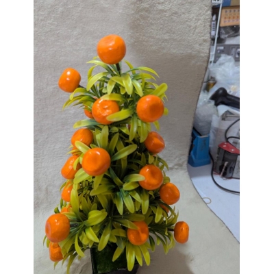 Picture of Realistic Artificial Orange Fruit Bonsai Tree in Black Pot for Home Office Indoor Tabletop Decoration and Gifting-Orange