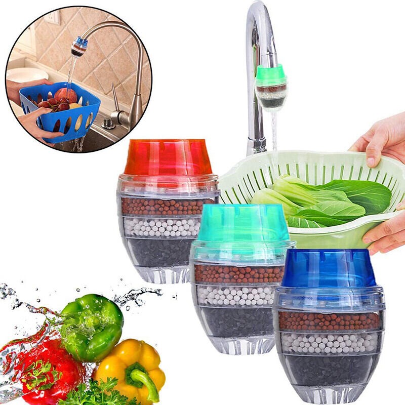 Picture of Mini kitchen faucet tap water filter purifier with activated carbon technology for home use, compact design, easy installation, effectively purifies tap water, improves taste and safety for daily drinking needs-Multicolor