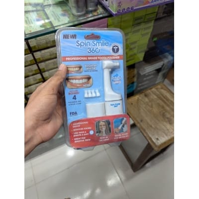 Picture of Professional Grade Spin Smile 360 Home Teeth Polisher Kit: Achieve a Brighter, Whiter Smile by Removing Tough Stains at Home with Built-in LED Light & 4 Polishing Tips-Multicolor