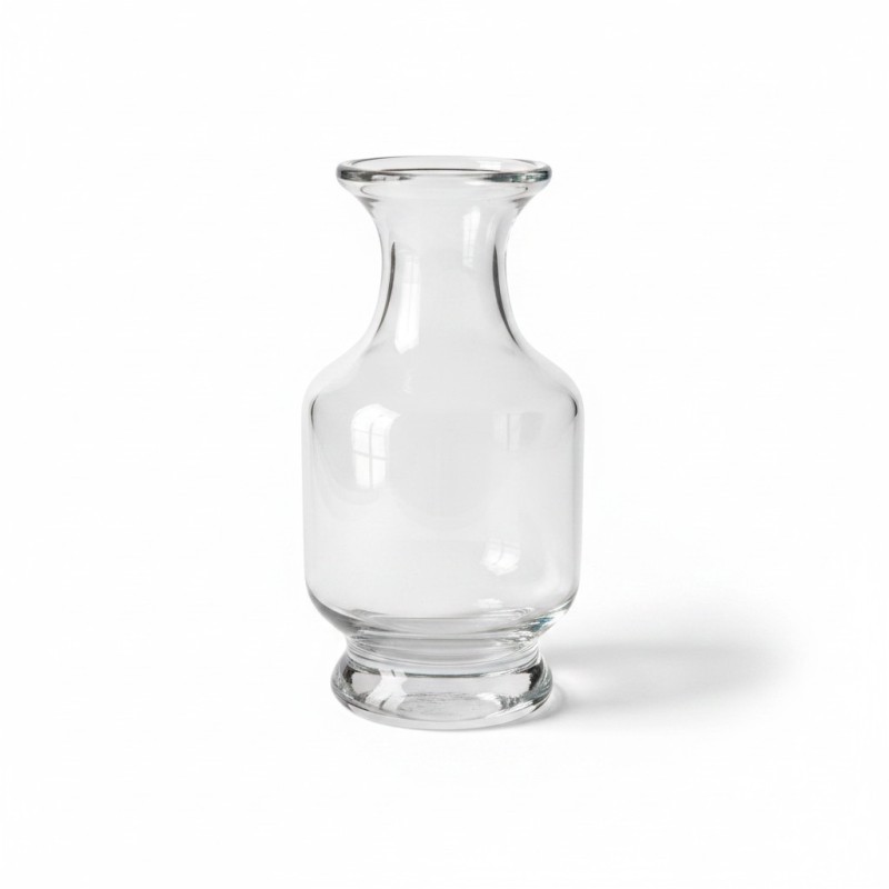 Picture of Elegant Moira clear glass hand-tied flower vase with bulbous body and flared rim, perfect for wedding centerpieces, minimalist home decor, or displaying beautiful fresh floral arrangements and small aesthetic flower bouquets.-Multicolor