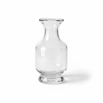 Picture of Elegant Moira clear glass hand-tied flower vase with bulbous body and flared rim, perfect for wedding centerpieces, minimalist home decor, or displaying beautiful fresh floral arrangements and small aesthetic flower bouquets.-Multicolor