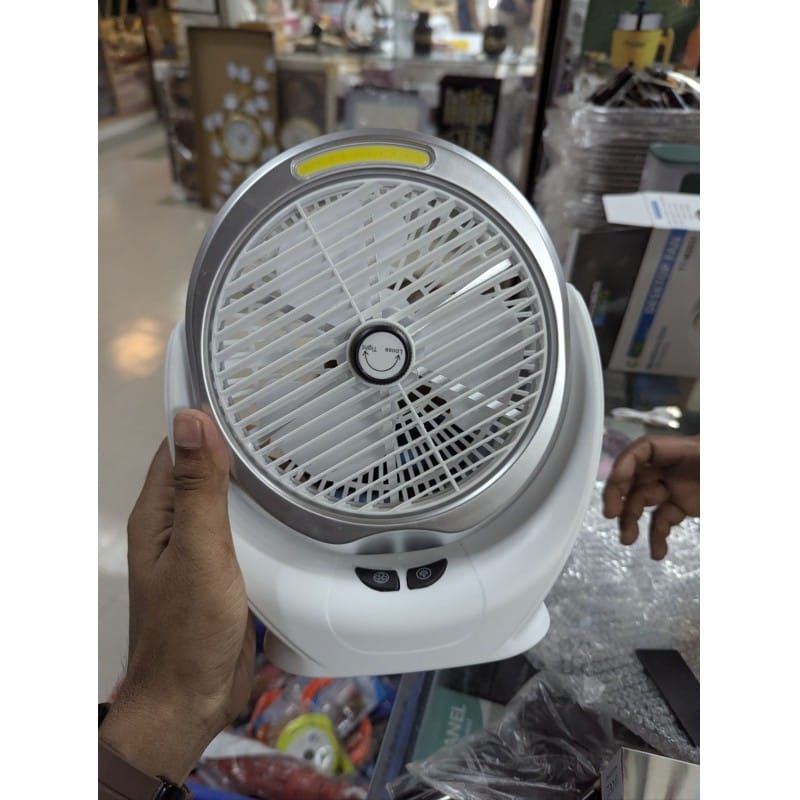 Picture of Portable Rechargeable Desktop Fan with Dual Battery and Integrated COB LED Light High-Speed Personal Cooling Fan for Home Office and Travel Use During Load Shedding in Bangladesh with USB Type-C Charging.-Multicolor