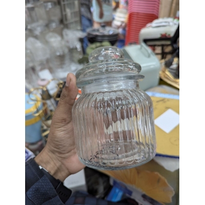 Picture of Multi-Purpose Fluted Glass Food Container 1 pcs-Multicolor