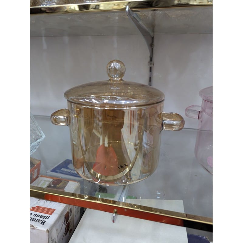 Picture of Visions Amber Glass Cookware Stovetop Safe Casserole Dish | Transparent Heat-Resistant Borosilicate Glass Pot with Lid | Versatile Saucepan for Soup, Stews, Braising, Microwave & Oven Use-Multicolor