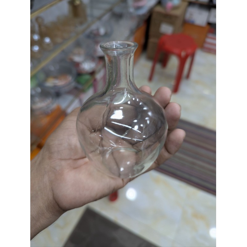 Picture of Large Smoke Grey Hand-Blown Glass Balloon Vase, Elegant Round Big Belly Decorative Bud Bottle with Slender Narrow Neck for Single Stems, Modern Aesthetic Centerpiece for Minimalist Living Room Home Decor Accent clear-Multicolor