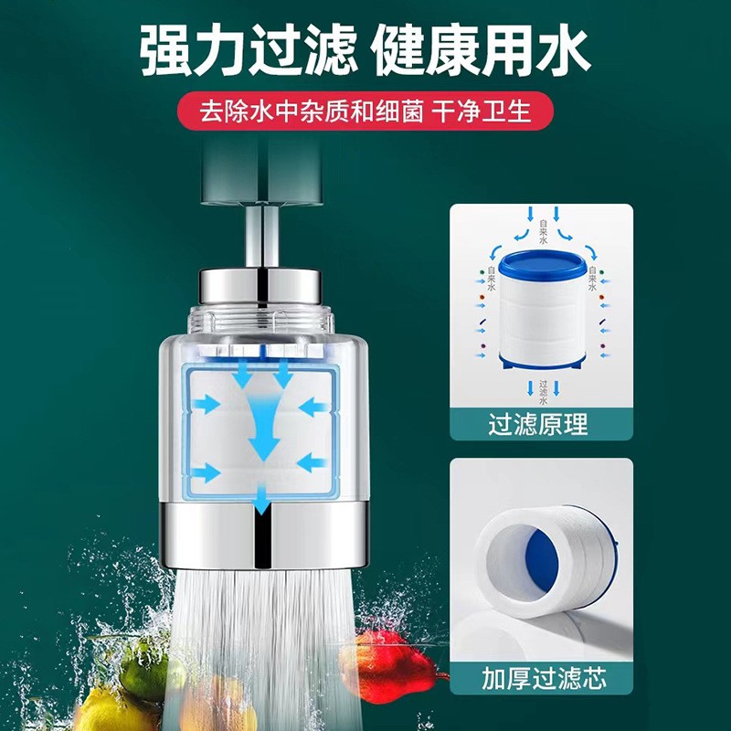 Picture of Bathroom Tap Filter Purifier 360° Rotating Kitchen Sink Faucet Filter Removes Chlorine Fluoride Heavy Metals White Water Purifier With Universal Adapter Household Filtration Device-White