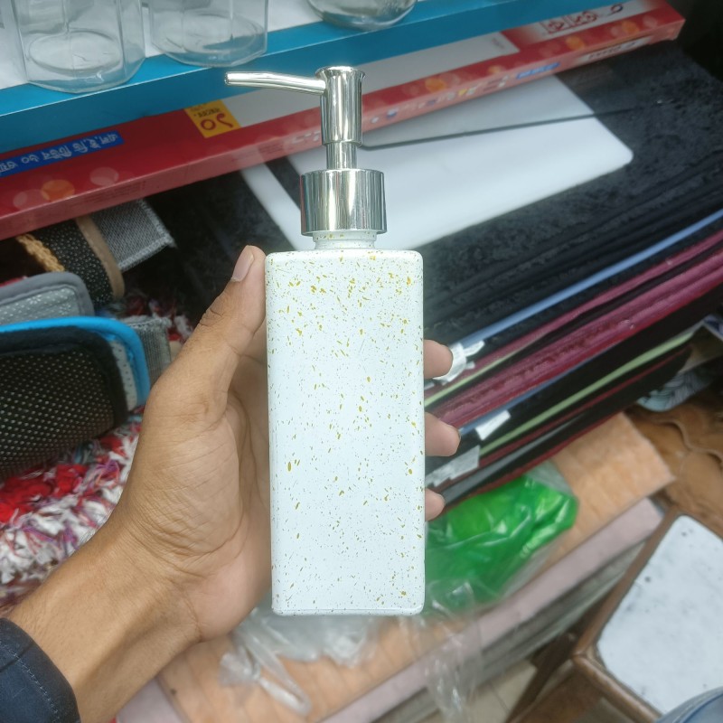 Picture of 320ml Glass Soap Dispenser Solid Color Liquid Soap Dispensers For Bathroom Kitchen Lotion Storage Bottle Refillable Empty Bottle white-White