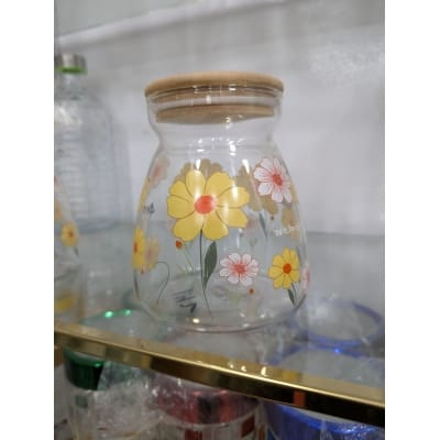 Picture of Premium Wide-Mouth Glass Storage Jar with Airtight Bamboo Lid - Multi-Purpose Borosilicate Glass Canister for Kitchen Organization, Pantry Food Storage, and Aesthetic Home Decor-Multicolor