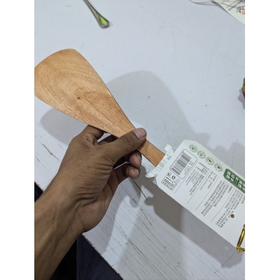 Picture of Premium Natural Wooden Wok Spatula Long Handled Stir Fry Turner Non Stick Kitchen Utensils Cooking Scraper-Brown