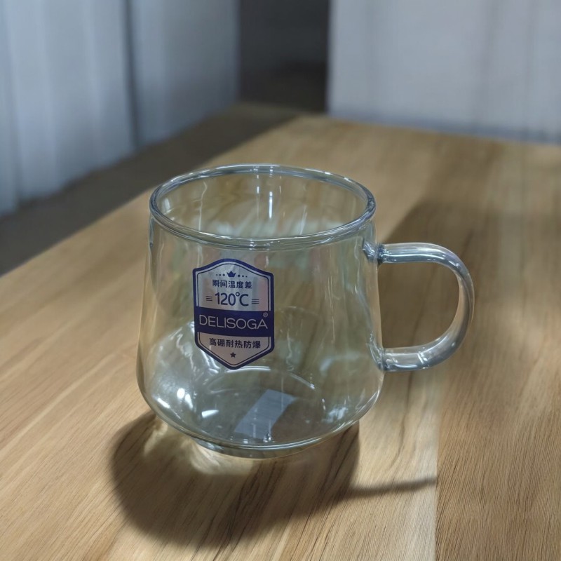 Picture of GPZB57HS Glass Mug 420ML Set of 4 - Lightweight, Dishwasher Safe Borosilicate Glass in Stylish Black Round Design, Perfect for Tea, Coffee, and Beverages-Black