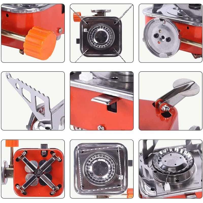 Picture of Portable Gas Stove Square-Shaped Gas Butane Burner Camping Stove Folding Furnace Stove travelling Stainless Steel Cooking Stove with Storage bag, no refill including-Multicolor