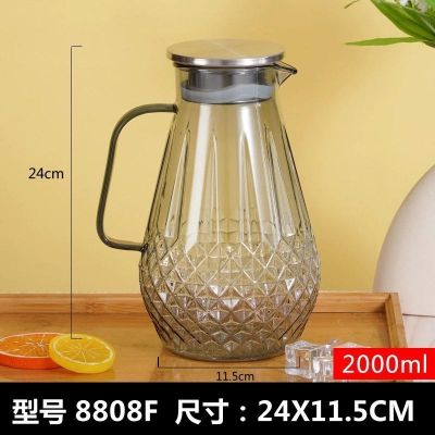 Picture of Direct Fire Ready Borosilicate Glass Teapot with Rustic Steel Lid, Thick Glass Jug-Black-golden